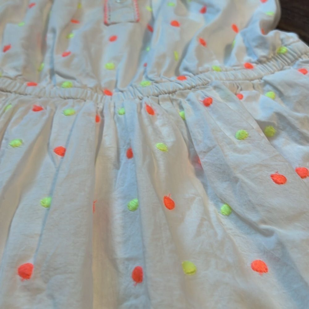 Cat & Jack Girls Large 10/12 Dress Summer White Neon Polka Dot L Pockets - Picture 3 of 9